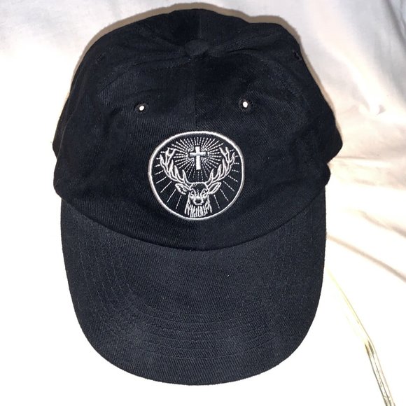 Jagermeister Just Chill Baseball Hat Cap Size M-L Black White Deer With Cross - Picture 2 of 6